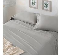 Burrito Blanco Atelier CASA Parure de lit 3 pièces 3 pièces 100% Coton satiné 300 Fils avec Drap Plat, taie d'oreiller et Drap-Housse Gris 405 (90 x 190/200 cm)