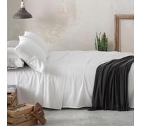 Burrito Blanco Atelier CASA Parure de lit 3 pièces 3 pièces 100% Coton satiné 300 Fils (Drap Plat, taie d'oreiller et Drap) Blanc 405 (150 x 190/200 cm)