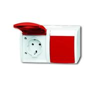 Busch-Jaeger 20/2 EW/DVN-54 Prise SCHUKO®, double, avec couvercles rabattables rouges blanc alpin