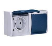 BUSCH-JAEGER Prise double Schuko 20/2EWN-53 ocean horizontal avec porte-nom 20/2EWN-53 (2084-0-0703)
