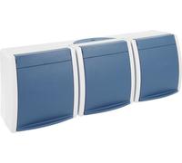 Busch-Jaeger 2300/3 EBW-53 Prise de courant triple IP44 pour locaux humides en saillie horizontale gris clair/bleu-vert Ocean