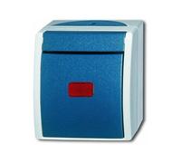 Busch-Jaeger Commutateur de contrôle, Bouton + interrupteur, Blanc, Bleu