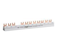 Jeu de barres de phase Hager KDN363F 3 pôles, avec raccordement en fourche, 10 mm², 63 A, 12 modules