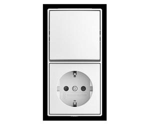 Busch-Jaeger Kombination Wippschalter, Bouton + interrupteur, Blanc