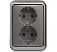 Busch-Jaeger Prise double SCHUKO Busch-Jaeger 20-02 EUJ-20 Platine, 1 pièce.