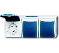 BUSCH-JAEGER Prise triple Schuko 2300/3EWN-53 ocean horizontal. avec plaquette d'identité 2300/3EWN-53 (2084-0-0704)