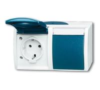 BUSCH-JAEGER Schuko-Doppelsteckdose 20/2EWN-53 ocean waager. mit Namesschild 20/2EWN-53 (2084-0-0703)