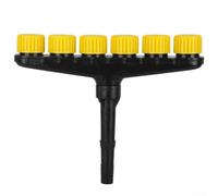 Buse d'arrosage de jardin multi-têtes | Pulvérisateur d'arrosage à débit réglable avec brume fine pour l'irrigation agricole | Convient aux tuyaux de 2,5 à 3,8 cm | Tête de pulvérisation jaune (6)