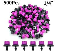 Buse d'arrosage réglable pour jardin - Micro-irrigation goutte à goutte - 4/7 mm - Basse pression - Plastique PP - Paquet de 500 - Rose