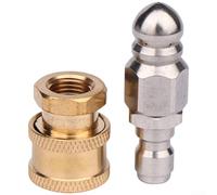 Buse de jet d'égout haute pression en acier inoxydable avec connexion rapide, embout de nettoyage de vidange de 6,35 mm pour nettoyeur haute pression, outil de détartrage de tuyaux robuste