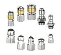 Buse de Nettoyage Haute Pression pour Déboucher Embout rotatif à bouton | 10 buses de nettoyage pour flexible et tuyau d'égout pour Salle de Bain, Maison, Parking, Cuisine, Drain de Sol de Chantie