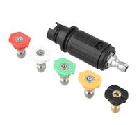 Buse de nettoyeur haute pression réglable avec 5 embouts, tête de pulvérisation rotative de 0 à 60 degrés, connexion rapide en acier inoxydable pour baguettes de 6,35 mm, nettoyage polyvalent jusqu'à