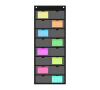 Business Card Holder Wall Mount - 3x5 Inch Sticky Note Storage, Transparent Index Sleeve, Adhesive Backing | Vertical Organizer Rack, Quick-Access Display Pocket | Perfect Classroom Office Library