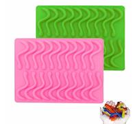 Bustlwor 2 Pièces Moules en Silicone en Forme de Vers de Terre,Moule Sucre Candy Jelly, pour Gelée, Chocolat, Gâteau, Sucre, Fondant, 20 Cavités