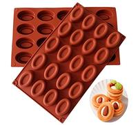 Bustlwor 2 pièces Petit Moule en Silicone, Moule à Kouglof en Silicone, Moule à Gâteau en Silicone, avec Revêtement Antiadhésif, Pour Muffins, Gâteaux, Pudding (Marron, 20 trous)