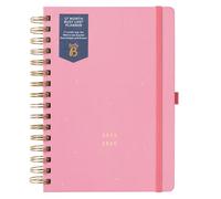 Busy B A5 Agenda - Milieu de l’année 17 mois Busy Life Planner - Août '25 - Décembre '26 - Rose - Semaine à voir, Horaires doubles, Listes détachables, Boucle pour stylo et poche de rangement