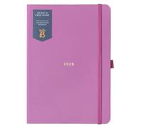 Busy B - Agenda 2026 - Planificateur journalier A5 pour étudiants, professionnels et enseignants - Janvier à décembre - Bande élastique et ruban marque-page - Fuchsia/Doré