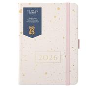 Busy B - Agenda 2026 - Planificateur semainier A6 compact avec listes de tâches à effectuer et pages de notes - Mise en page hebdomadaire, 3 pochettes et planificateur annuel - Similicuir Spray Doré