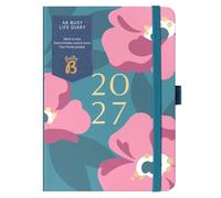 Busy B - Agenda 2027 - Semainier A6 double - Floral bleu sarcelle