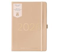 Busy B - Agenda Busy Life 2026 - Planificateur semainier A5 pour les étudiants, les enseignants, le travail et bien avec double emploi du temps, calendrier annuel, pochettes - Similicuir Caramel