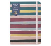Busy B - Agenda Busy Life - Janvier à Décembre 2023 - Motif Rayé - Planificateur semainier A5 avec doubles horaires, porte-stylos et pochettes 4971AMZ