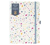 Busy B - Agenda Busy Life mi-année Août 2024 à Août 2025 - Terrazzo - Planificateur semainier A5 format de poche avec porte-stylos, fermeture élastique et pochettes de rangement