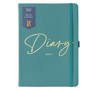 Busy B - Agenda familial 2027 A5 - 5 plannings - Bleu Sarcelle/Doré