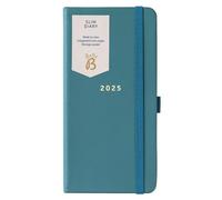 Busy B Agenda semainier 2025 fin avec couverture en similicuir vert - Agenda de poche au design compact, semainier, pages de notes et poche de rangement - Journal de taille sac à main pour