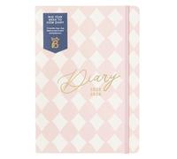 Busy B Agenda semainier A5 - Planificateur académique mi-année - août '25 - août '26 - Rose - Motif Arlequin - Semainier avec page de notes, objectifs, dépenses et boucle pour stylo