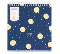 Busy B - Calendrier de bureau 2025 - Janvier à Décembre - Pois Marine & Or - Calendrier 2025 avec support intégré et reliure à rabat - Calendrier de travail A5 pour le bureau ou la maison
