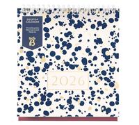 Busy B - Calendrier de bureau 2026 avec support intégré et reliure à rabat - Calendrier pour le bureau ou la maison - Planificateur annuel avec pochettes pour un planning organisé - Spray Bleu