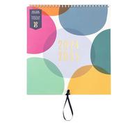 Busy B - Calendrier familial de 13 mois Août 2024 à Août 2025 - Motif à pois - Semainier avec cinq plannings et 13 pochettes mensuelles