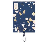 Busy B - Calendrier Mural Couples - Janvier à Décembre 2024 - Terrazzo - Planificateur annuel fin pour deux avec colonnes, pochettes mensuelles et autocollants