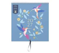 Busy B - Calendrier mural familial 2027 - Oiseaux Bleu - 5 colonnes | Le calendrier mural familial comporte 5 colonnes et des pochettes de rangement très pratiques.