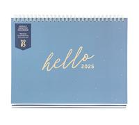 Busy B - Calendrier semainier de bureau Janvier à décembre 2025 - Bleu - Agenda de bureau avec cinq calendriers, des listes à détacher et un support intégré