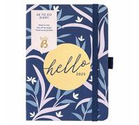 Busy B - Planificateur 2025 - Marine Floral - Agenda semainier A6 compact avec listes de tâches à effectuer et pages de notes - Mise en page hebdomadaire, 3 pochettes et planificateur annuel