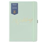 Busy B - Planificateur de mariage To Do A5 - Listes de contrôle, sections à onglets, pochettes de rangement, boucle pour stylo, fermeture élastique et ruban marque-page - Cuir végane vert sauge