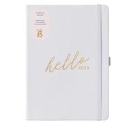Busy B - Planificateur familial 2025 - Lavande - Agenda semainier A5 avec 5 horaires, couverture en similicuir avec un agenda annuel, des anniversaires et des notes détachables