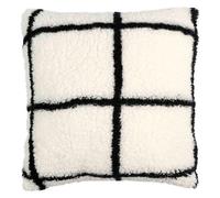 HOME DECO FACTORY, TX0106, Coussin Sherpa Doux à Carreaux Noir et Blanc, Design Moderne et Élégant, Idéal pour Canapé ou Lit, Déhoussable, 40x40 cm, Blanc et Noir