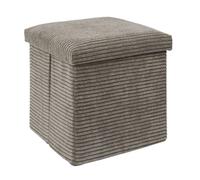 HOME DECO FACTORY - Coffre Pouf Pliable Cotele Scott Taupe - Mobilier Multifonction - Assise Confortable - Banc Pliable Pratique - 38x38x38 cm - Hauteur Assise 38 cm - Couleur Taupe - Modèle Scott
