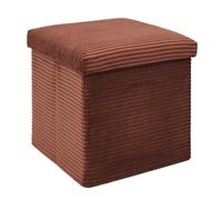 HOME DECO FACTORY - Coffre Pouf Pliable Cotele Scott Terra M4 - Mobilier Assise et Coffre Pratique - 38x38x38 cm - Hauteur Assise 38 cm - Couleur Terracotta - Modèle Scott