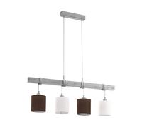 Suspension TO2 E27 4X60W en acier et bois blanc patiné 1000x150x1100mm