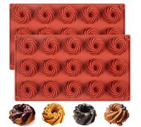 Butabeishy Moules Silicone Spirale 15 Cavités Rouge Terre Cuite | Antiadhésif, Facile à Nettoyer, 29,2 x 16,7 cm, Lot de 2, Rouge Terre Cuite
