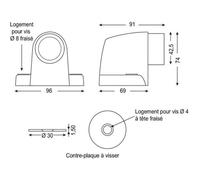 Butée de porte - magnétique - aimantée - zamak VACHETTE
