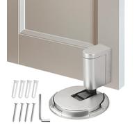 Butée de Porte Mécanique Silencieuse, Bloc Porte Mécanique, Dispositif de Retenue de Porte en Métal sans Perforation, Autocollant et Réglable pour l'intérieur, Sol et Mur (Argent)