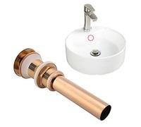Butée de vidange d'évier de salle de bain de support, pièces de drainage d'évier en laiton, ensemble de drainage pop-up sans trop-plein pour l'évier du récipient (or rose)