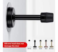 Butées de porte en acier inoxydable, butée de porte murale avec support et loquet en caoutchouc, fixation au sol avec vis pour la maison et la chambre à coucher Silvery 9.5CM