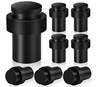 Butées de porte, lot de 8 butoirs de porte noirs à montage mural au sol en acier inoxydable à usage intensif pour plinthes, butoir de porte moderne et haut avec amortisseur en caoutchouc antibruit