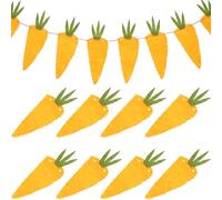 BUTIFULSIC Bannière Joyeuses Pâques en Non-tissé Jaune de Carotte, Décoration Adorable pour Fête de Pâques Intérieure, Guirlande Murale Festive
