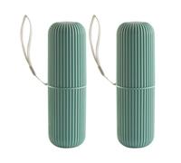 BUTIFULSIC Boîte de Rangement pour Brosses à Dents Vert 2 Pcs en Plastique PP avec Lanière Suspendue, Structure Rigide, pour Voyage et Usage à Domicile